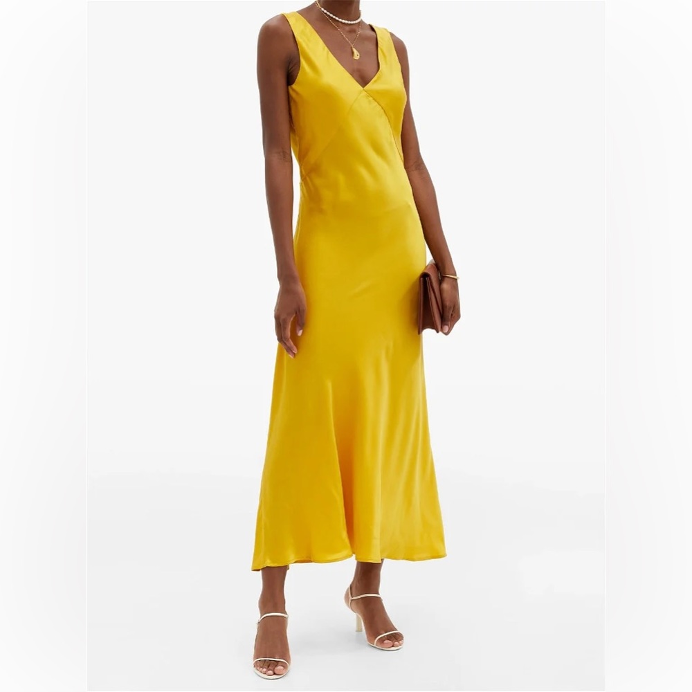 Asceno Bordeaux dress in Mimosa yellow - Picture 1 of 6